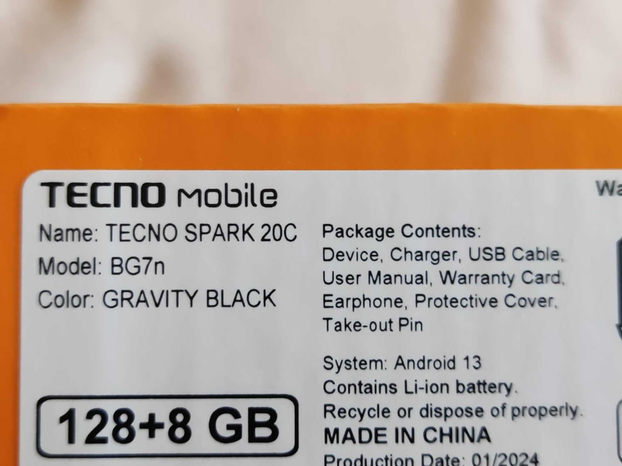 sprzedam praktycznie nowy smartfon Tecno Spark 20c 8/128 gb