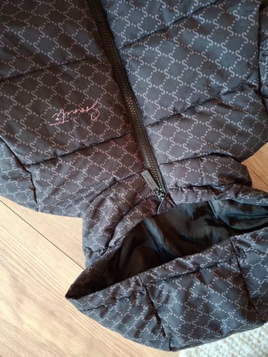 134cm 140cm, Sonneti czarna logowana kurtka, pikowana kurtka dziewczęc