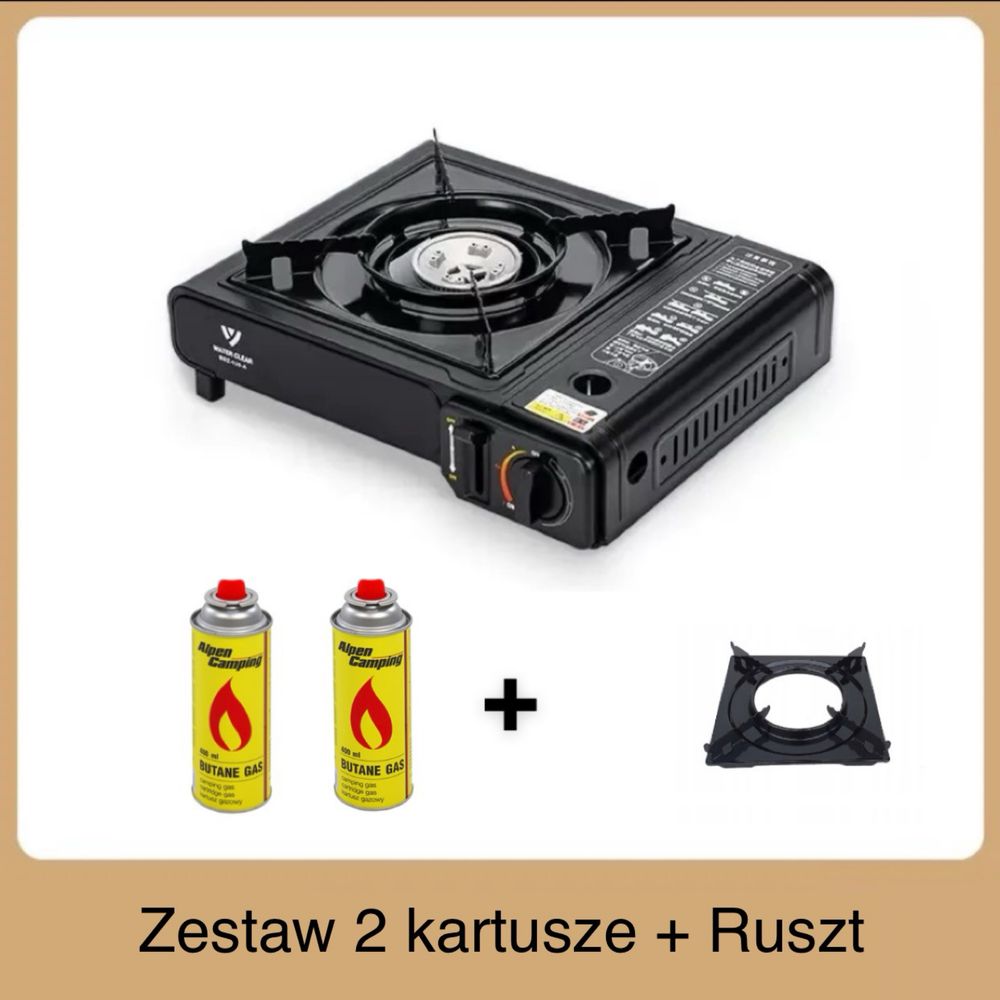 Turystyczna kuchenka gazowa + 2 kartusze GRATIS | Idealna na camping!
