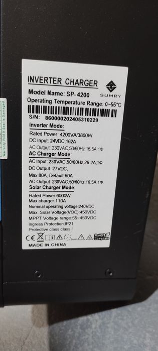 Гібридний інвертор Sumry 3800W