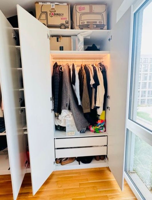 Szafa Ikea Pax biała 325x236 cm z oświetleniem