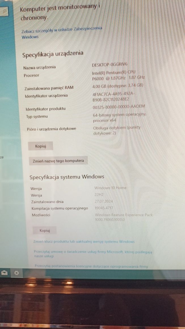 Komputer HP TouchSmart 600, Dotykowa matryca Windows 10 Home