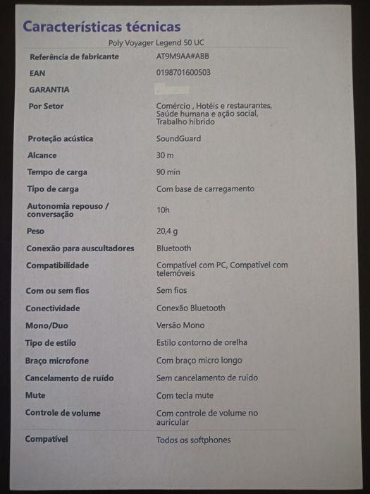 Auricular profissional bluetooth
