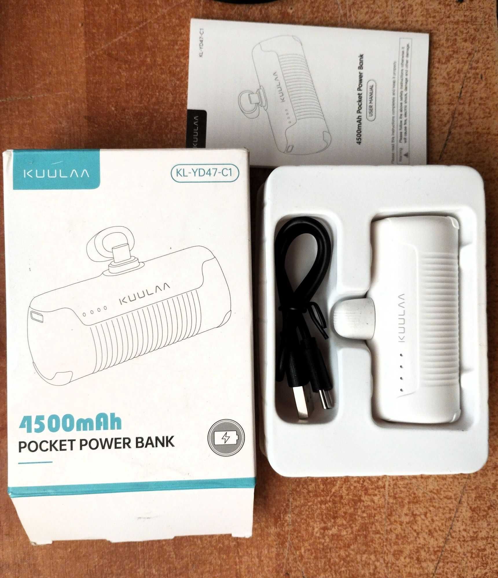 Kuulaa Power Bank 4500 mAh, przenośna ładowarka USB C, BIAŁA