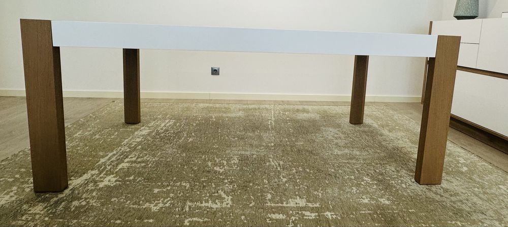 Mesa Extensivel Lacado a Branco com Madeira C200*L100