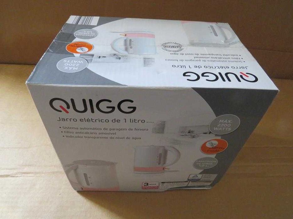 Jarro elétrico 1L Potência 2200W Marca QUIGG NOVO EMBALAGEM FECHADA 8€