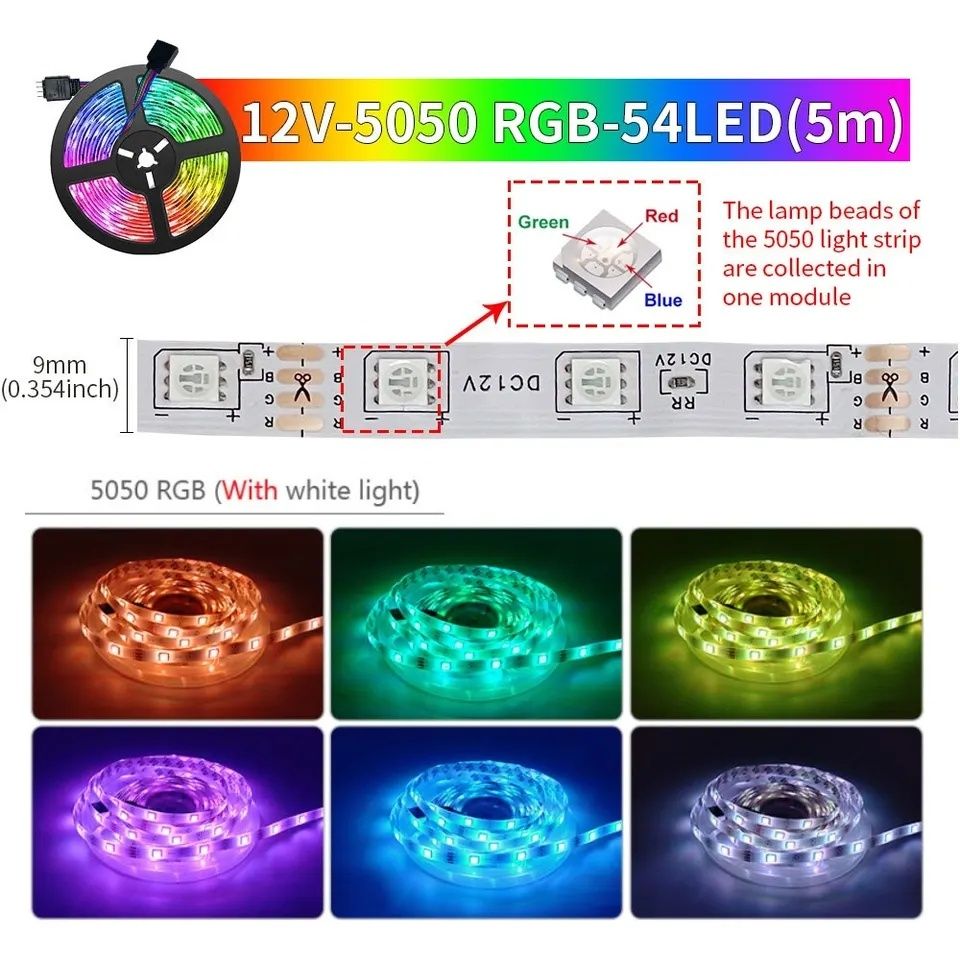 Светодиодная LED лента bluetooth RGB 12в 5метров