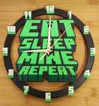 Zegar ścienny Minecraft - "Eat Sleep Mine Repeat"