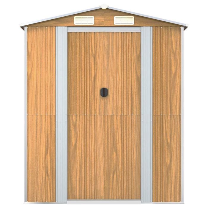 Abrigo de Jardim Metálico 192x191x223 cm – Castanho Claro – Novo