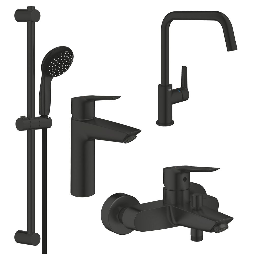 Набір змішувачів 4в1 Grohe QuickFix Start Black M-size UA303301MK