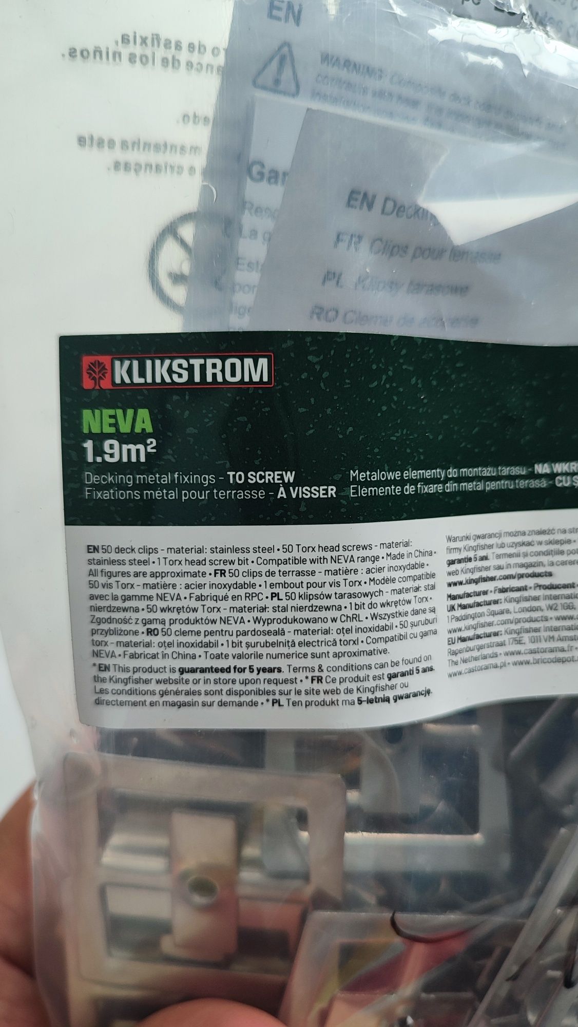 Zestaw montażowy do tarasu klipsy wkręty 1 torx