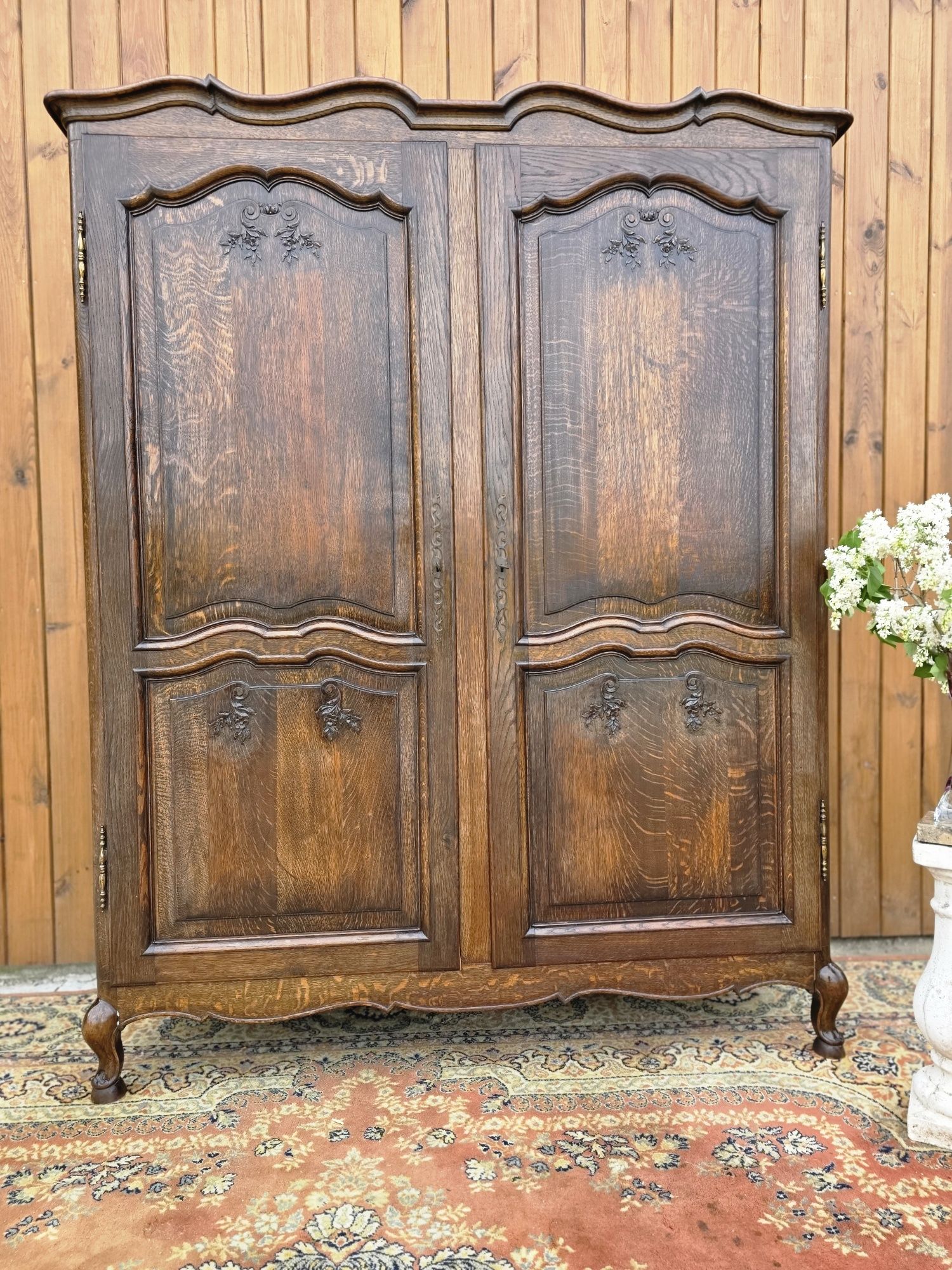 Szafa dębowa Ludwik kwiatki ciemna 155cm  #1762 Stylowy Węgrów