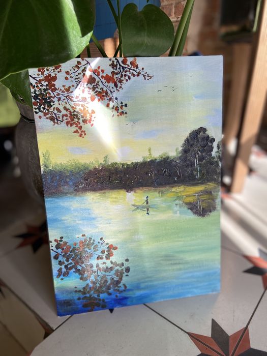 Картина маслом ручной работы «Лодка»