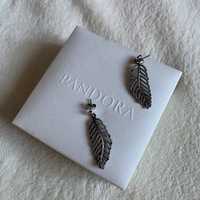 Срібні сережки Pandora сверкающие перья , серьги  Пандора