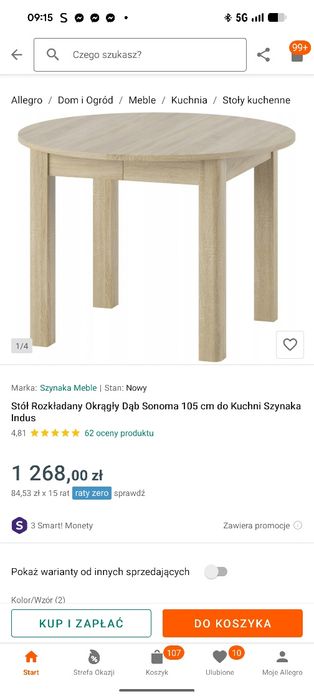 Stół okrągły rozkładany