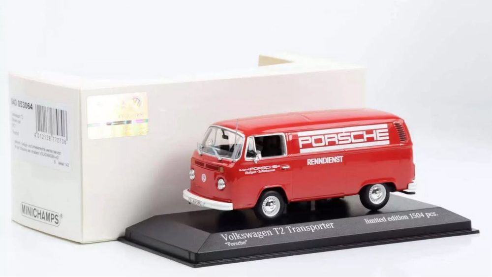 1/43 Miniatura Minichamps VW T2 Kombi - Porsche (ano 1972)