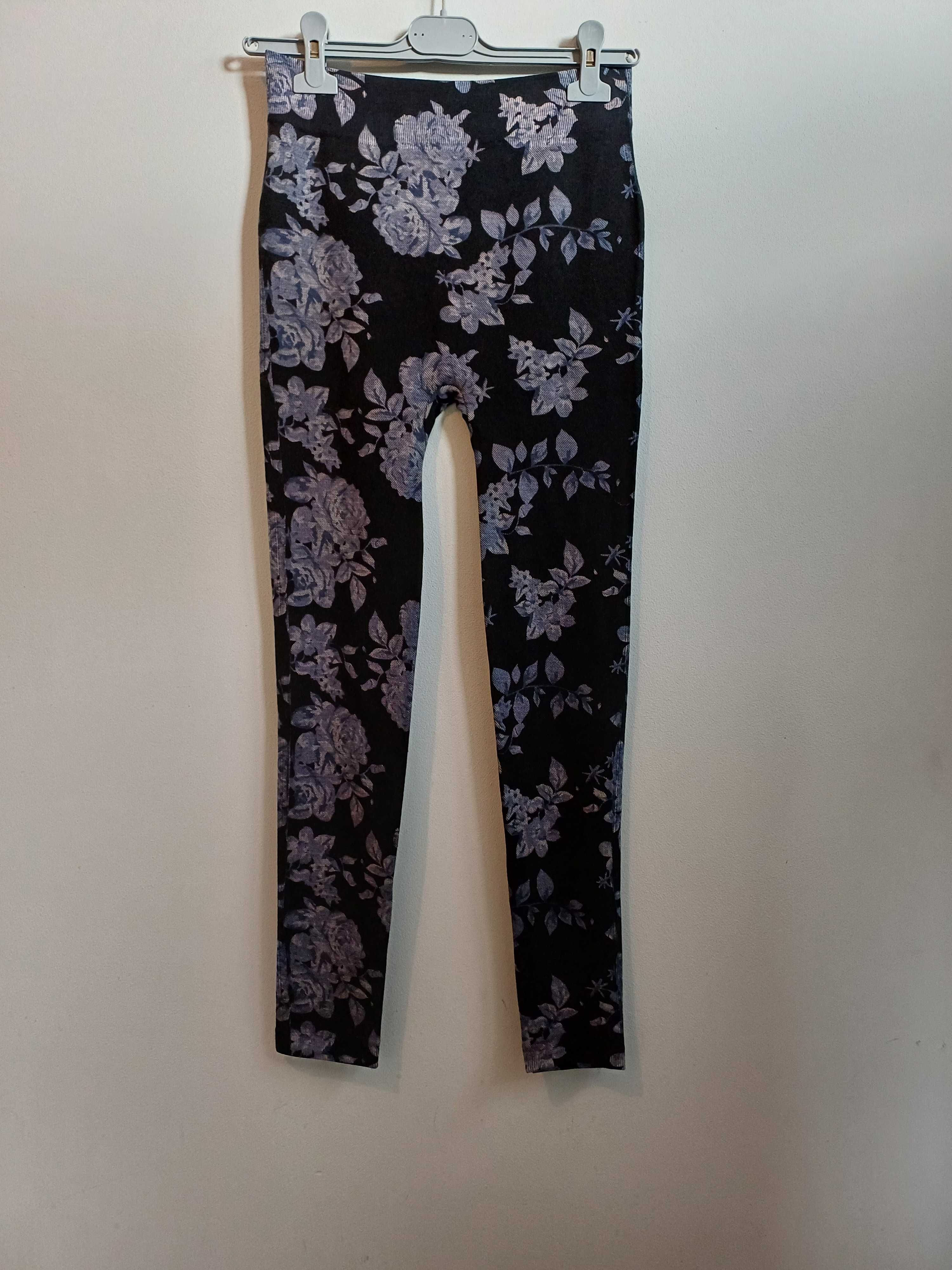 Legginsy damskie w kwiaty r. L