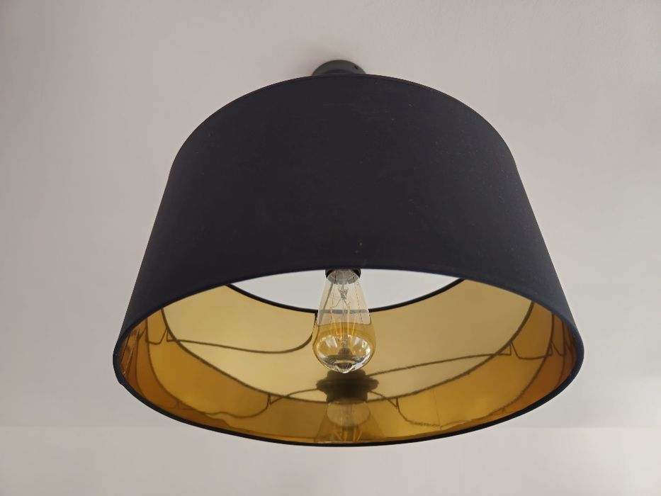 Abażur klosz do lampy czarny złoty 40x20cm walec E27