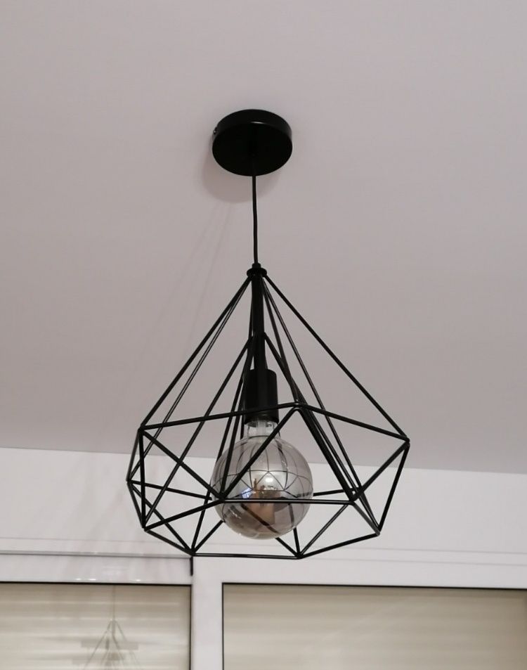 Candeeiro preto 1 lâmpada