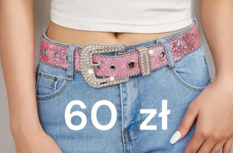 Czarny Pasek damski męski skórzany z ćwiekami