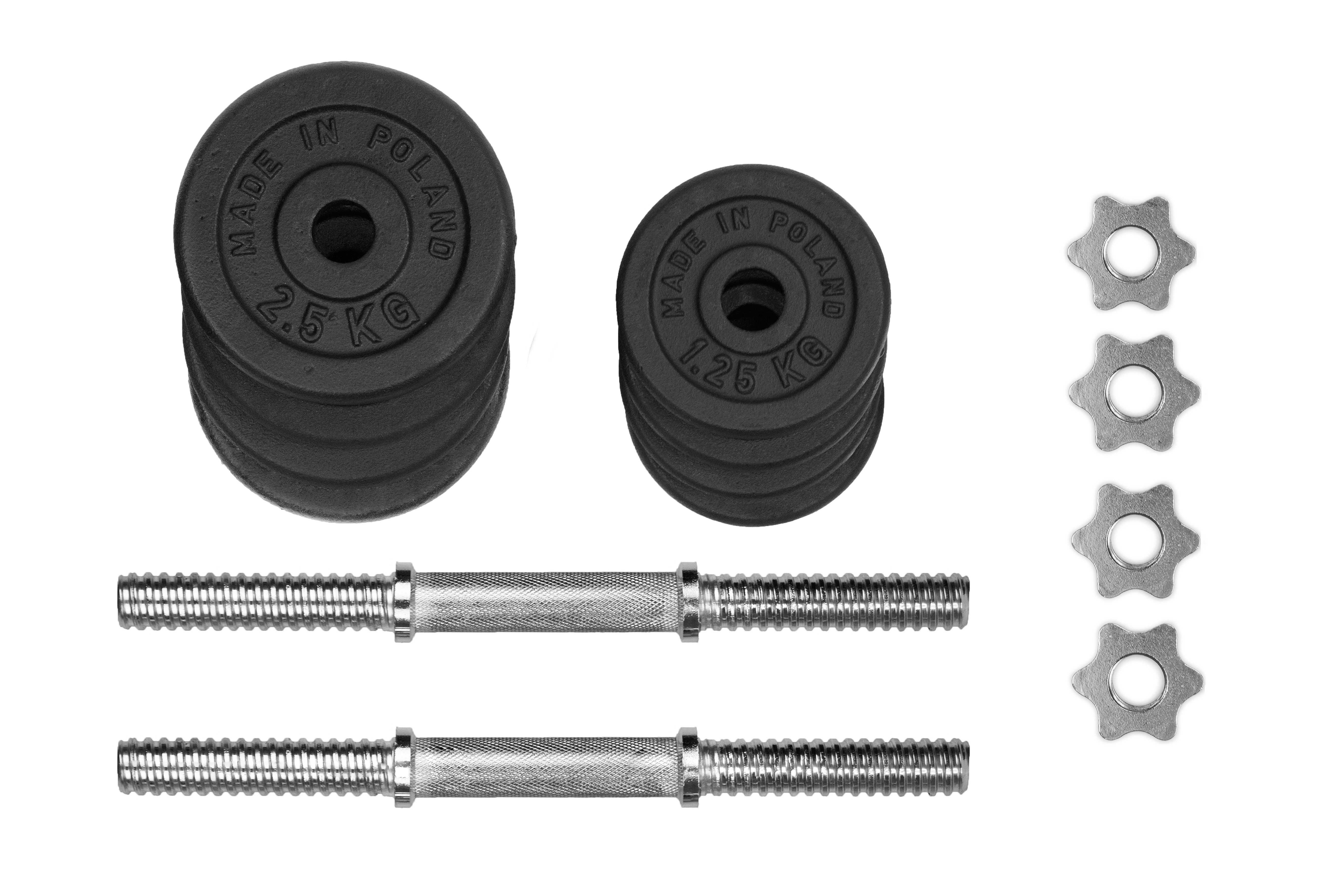 HANTLE ŻELIWNE 2x10kg regulowane gryf Talerze zestaw 20kg GD