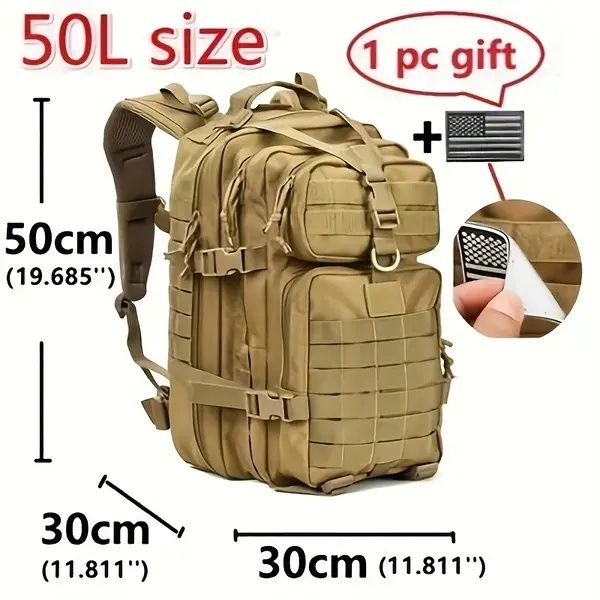Тактичний армійський рюкзак 1000D об'єм 50.01 л, MOLLE-сітка