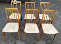 Zestaw 6 krzeseł krzesła krzesło Rajmund Hałas PRL vintage oryginalne