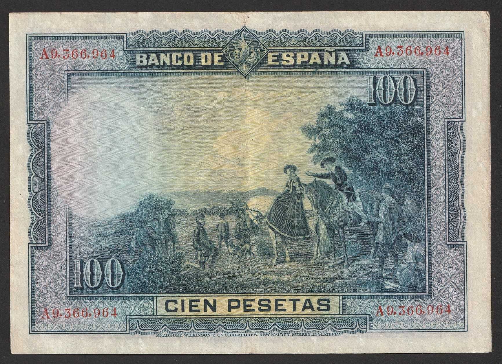 Hiszpania 100 peset 1928 - Cervantes