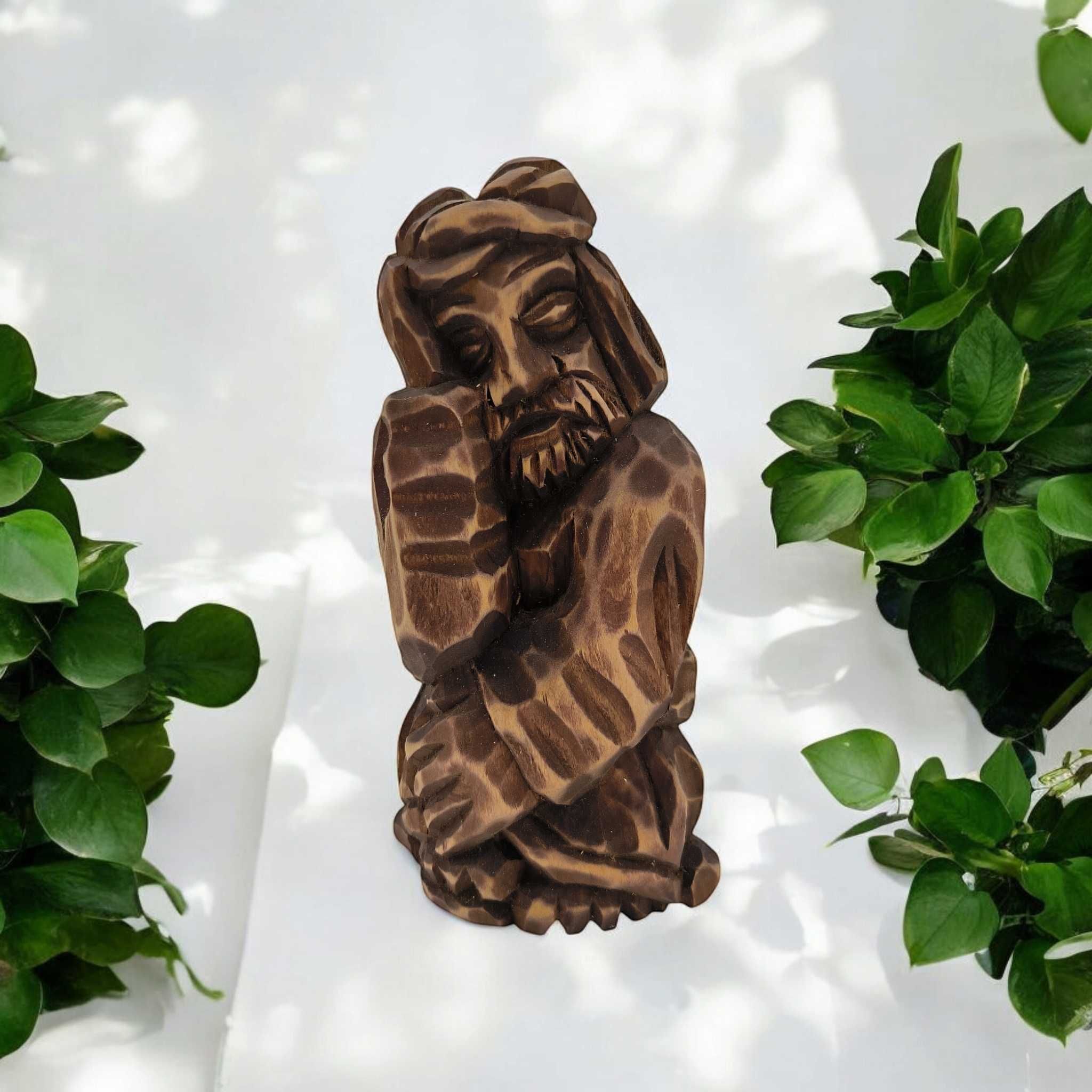 Rzeźba Jezus Chrystus Frasobliwy 20 cm Ciemny Brąz prawy