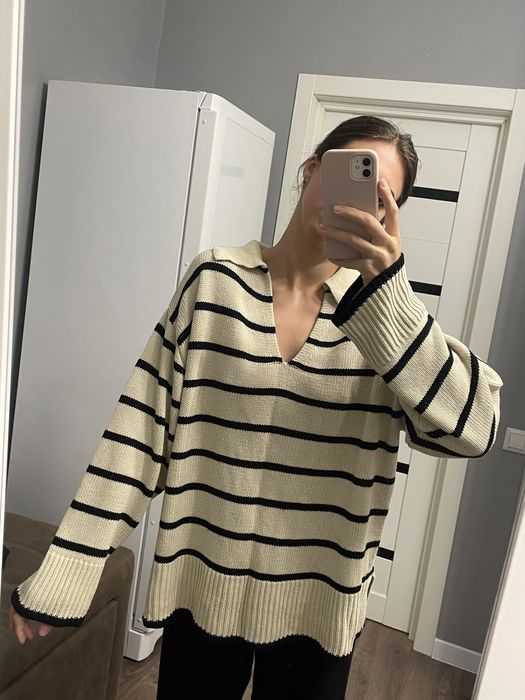 Светр у полоску з коміром Amizu