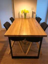 Stół drewniany dębowy PREMIUM 120x80x3 loft metalowe nogi salon