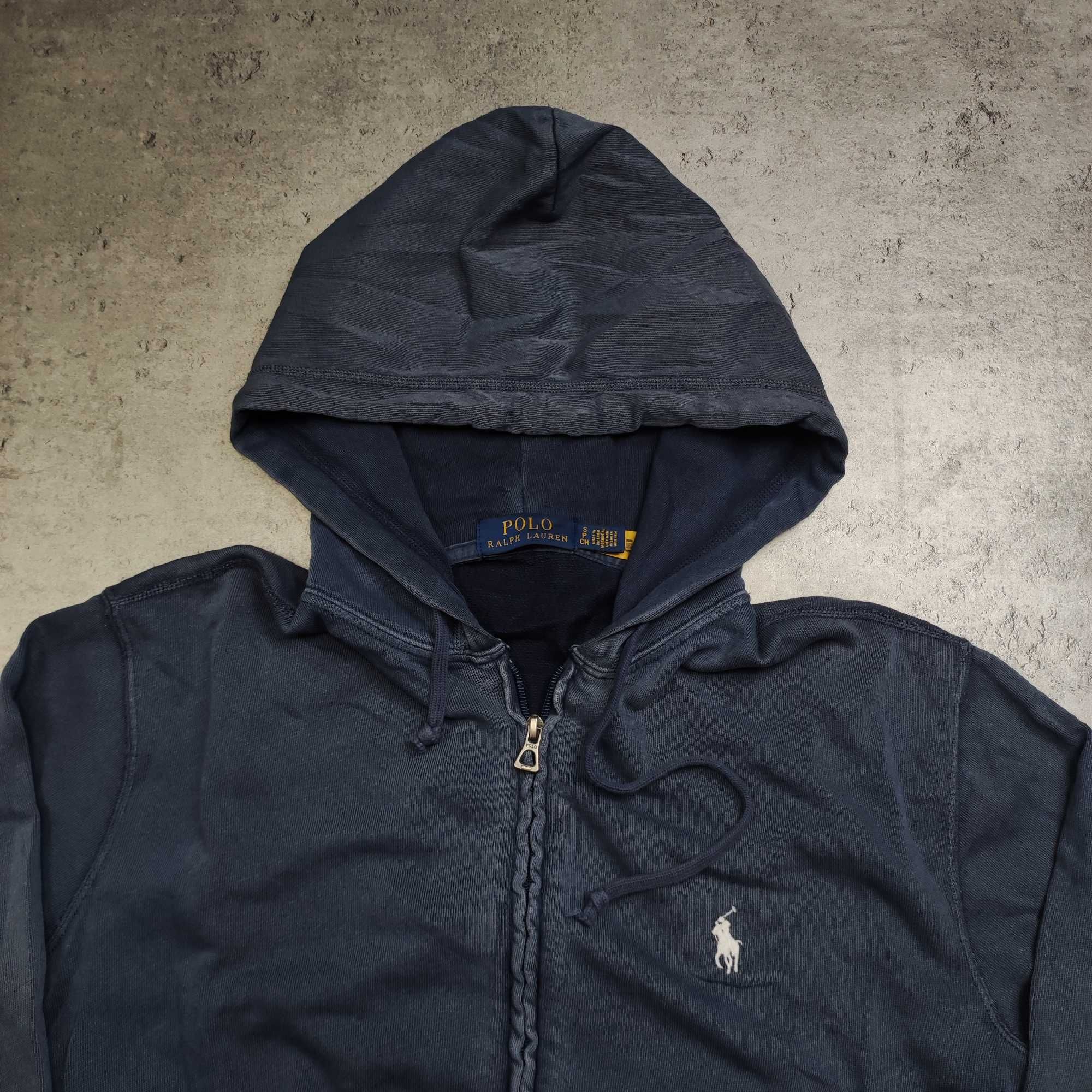 MĘSKA Granatowa Rozpinana Bluza z Kapturem Hoodie Ralph Lauren POLO