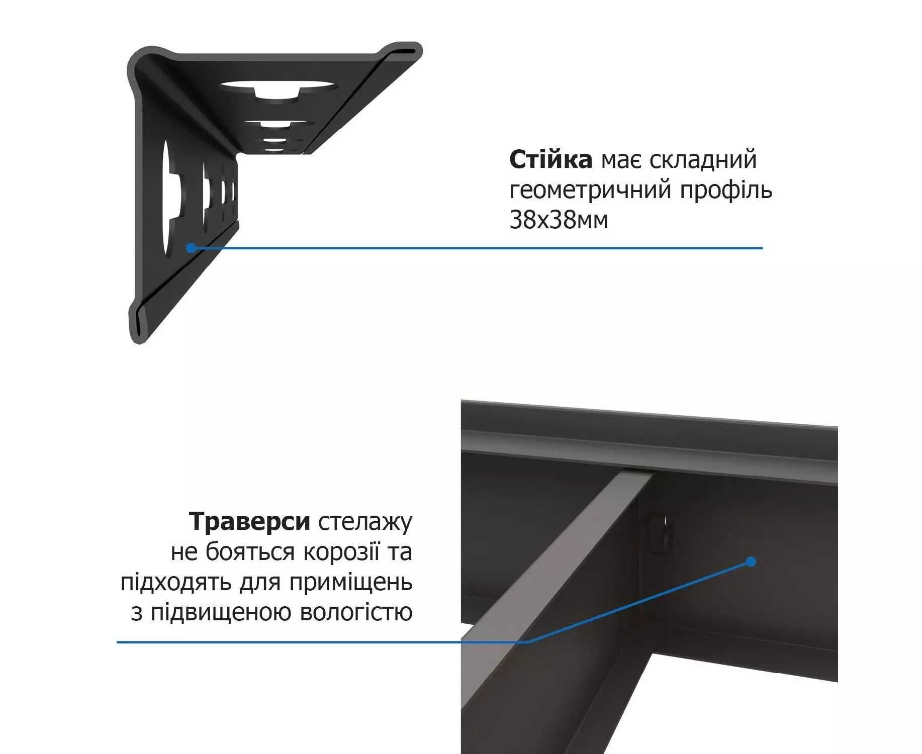 купити стелаж металевий, стеллаж металлический, чорний,  МДФ 5 полиць