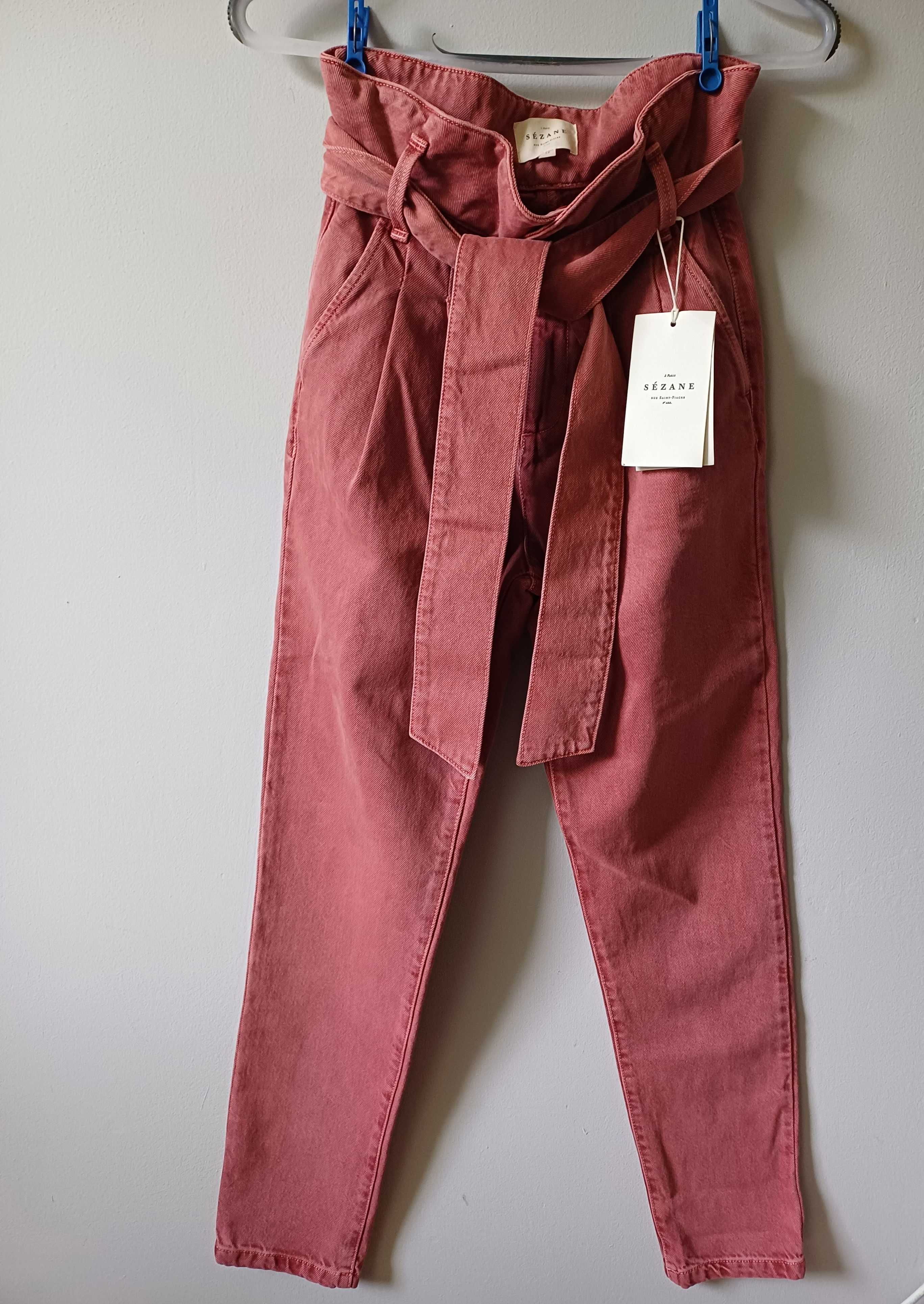 Sezane spodnie Pantalon Austin Boi De Rose nowe z metką rozmiar XXS