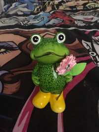 Figurka ozdoba żabka z kwiatkiem Nowa