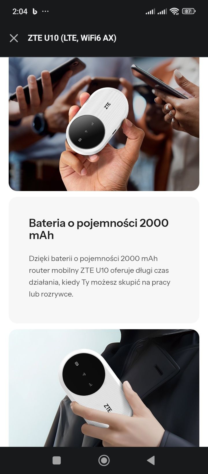 Mobilny router besprzewodowy ZTE U120 (LTE, WiFi6 AX)ZTE U10 (LTE, WiF