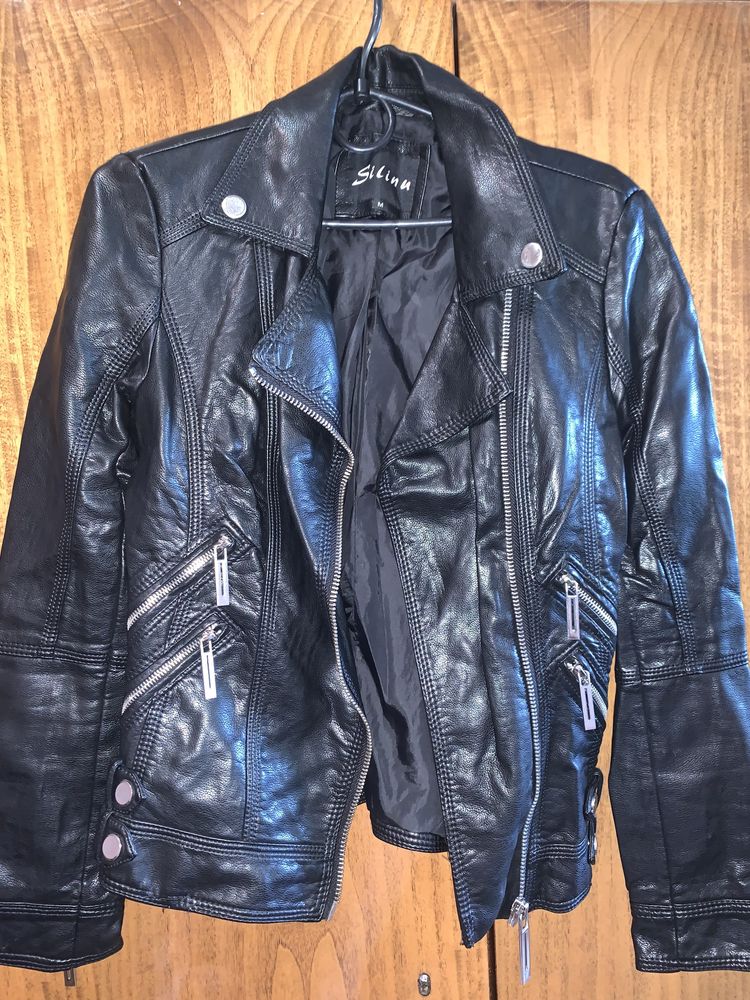 Женская кожаная куртка, размер XS-S