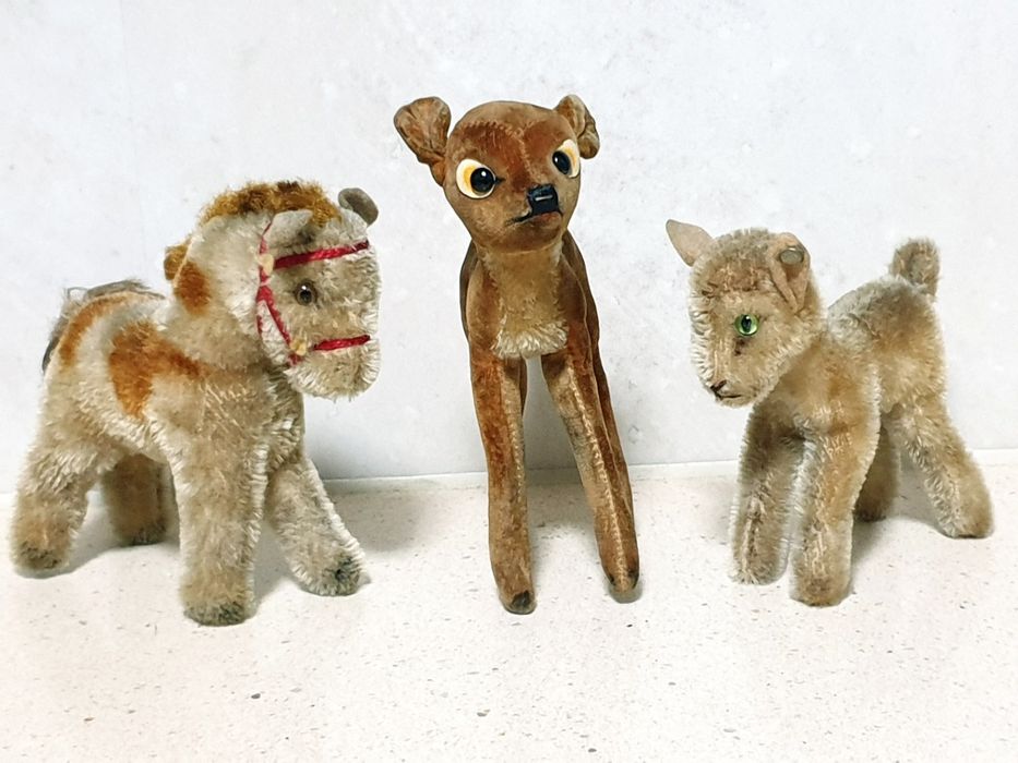 Pequenas antigos animais em peluche original Margarete Steiff anos 60