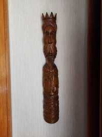 Rzeźba z drewna król, średniowiecze, ręcznie eobiona