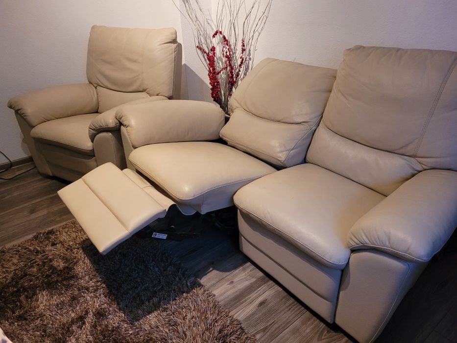 Komplet wypoczynkowy z funkcją relaksu - skóra