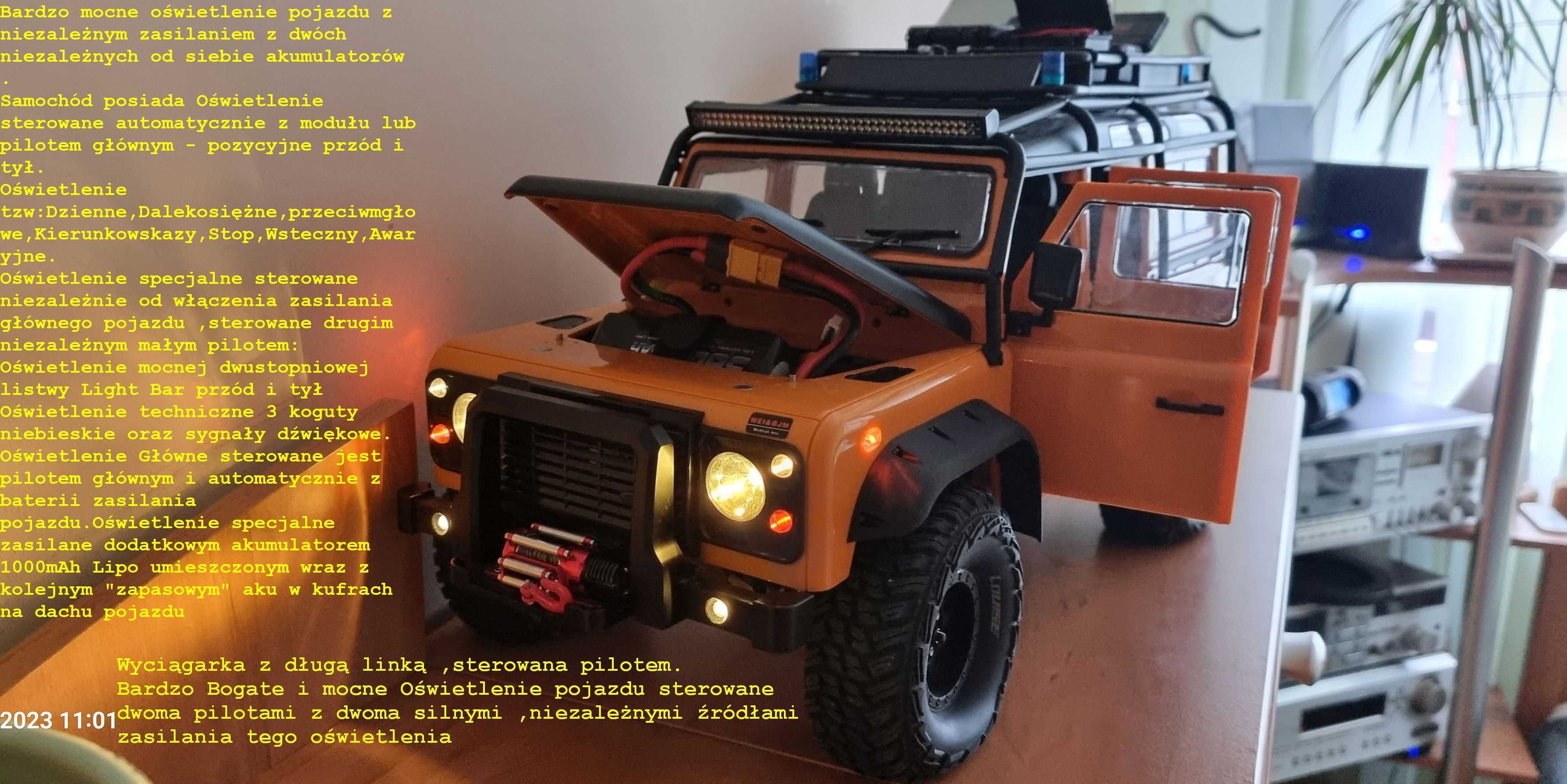 TRAXXAS TRX4 Land Rover Defender D110 Otwierane Segmenty, Oświetlenie.