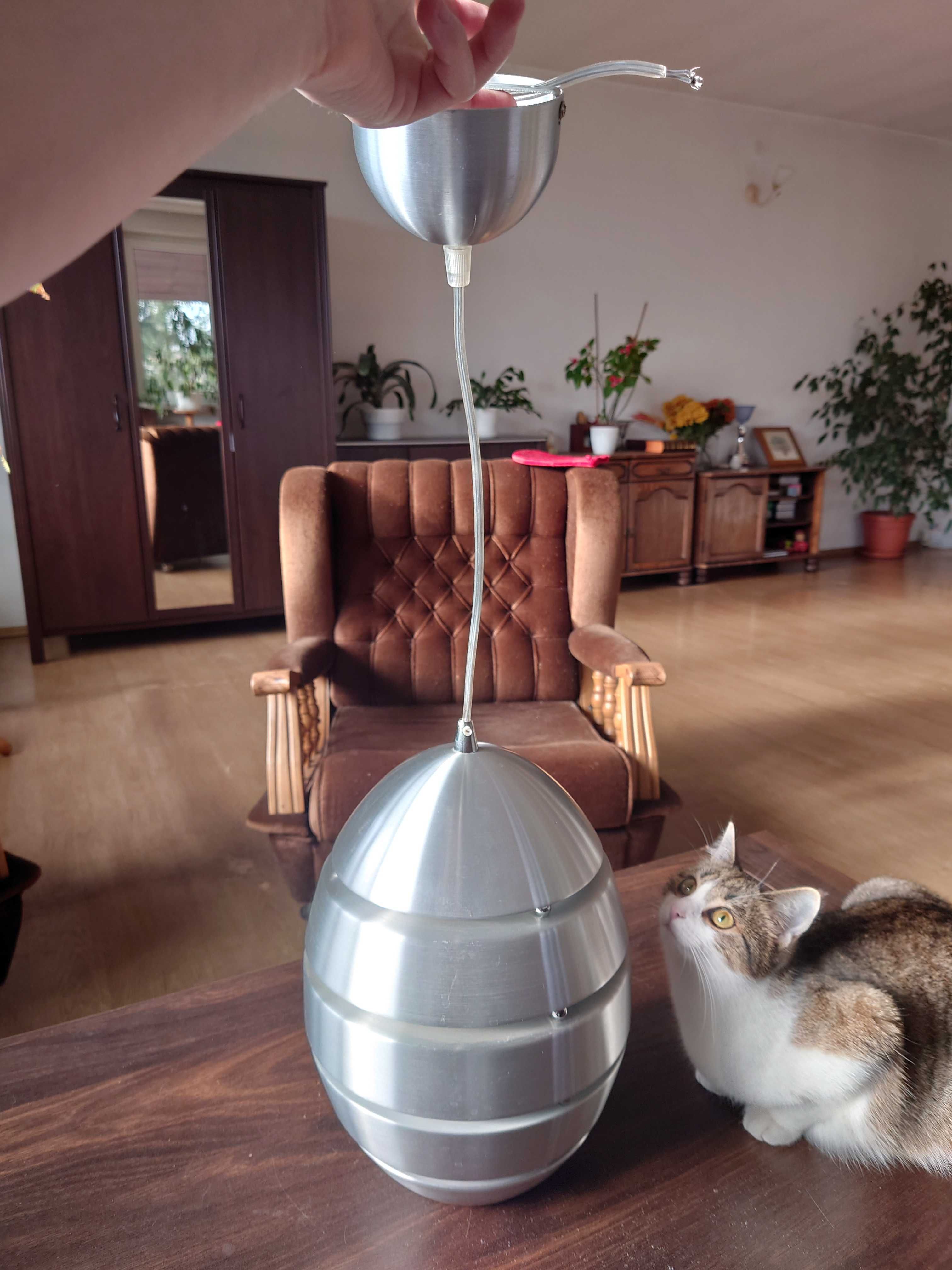 Lampa aluminiowa wisząca, kula, 24cm x 31cm, kabel 40cm
