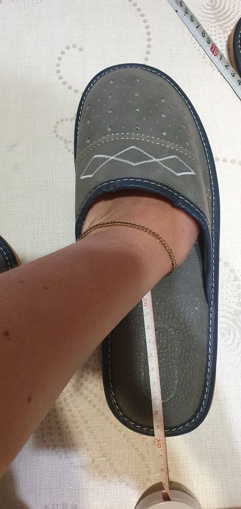Klapki laczki pantofle męskie 45 szare haft góralskie