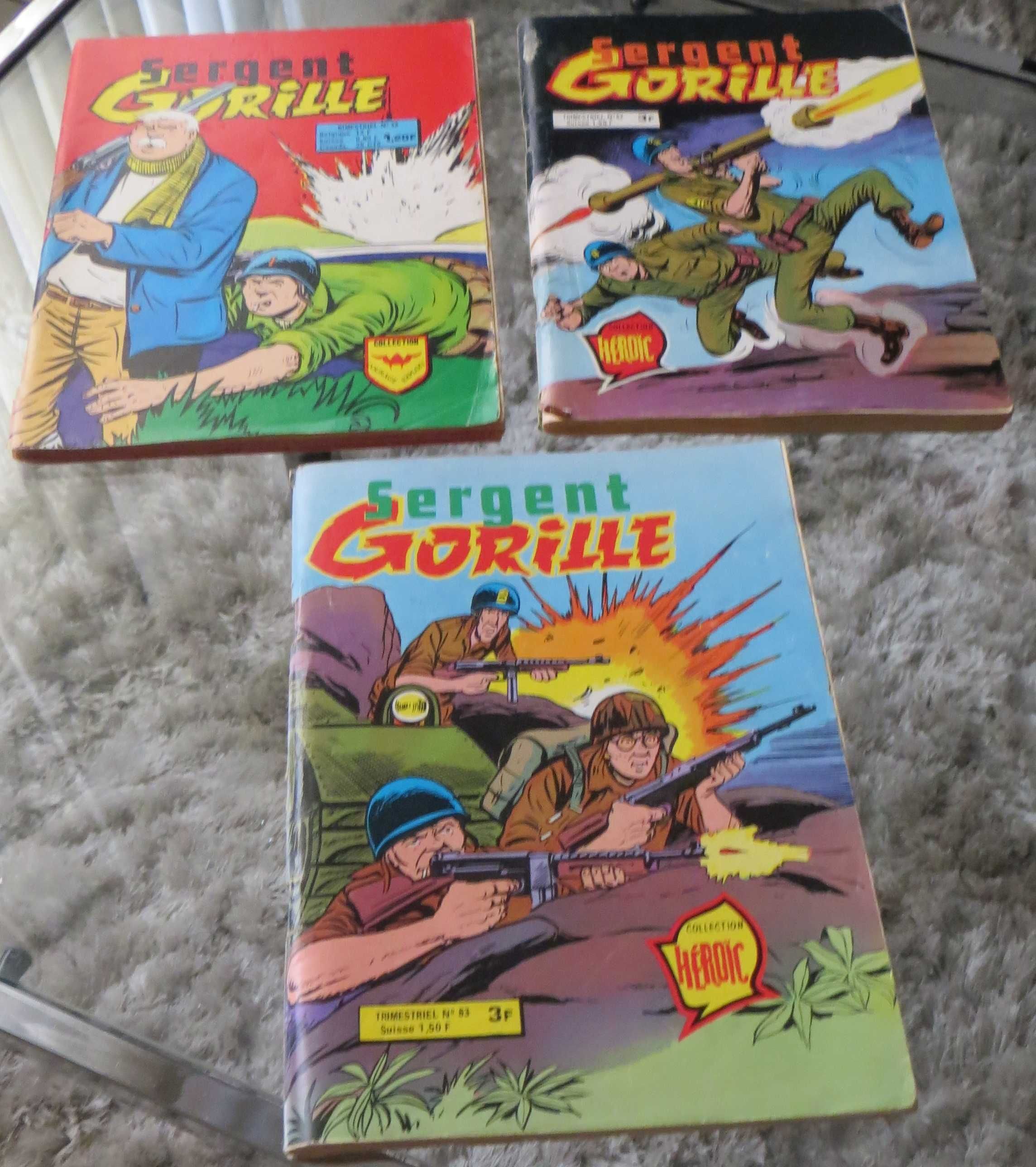 BD Sargent Gorille Nºs 51, 82 e 83 de 1981 Francês 3 livros