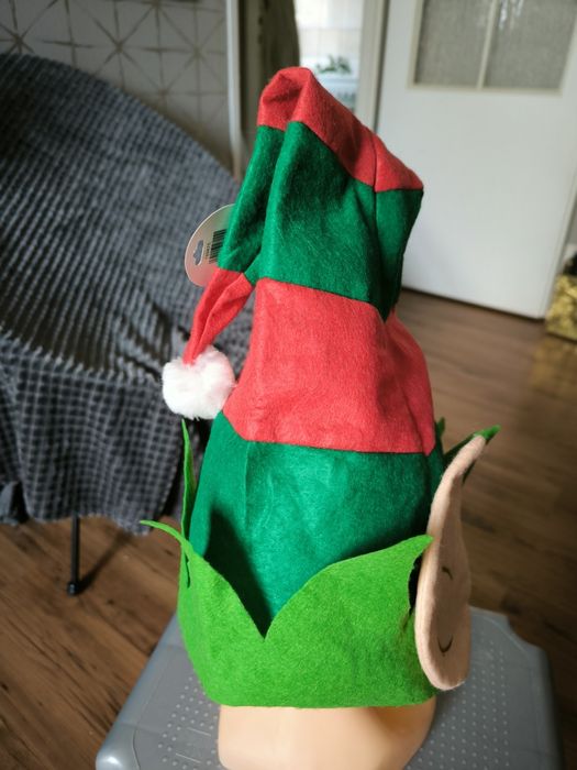 Czapka Elfa z uszami pomocnik Św Mikołaja zielona czerwona Christmas