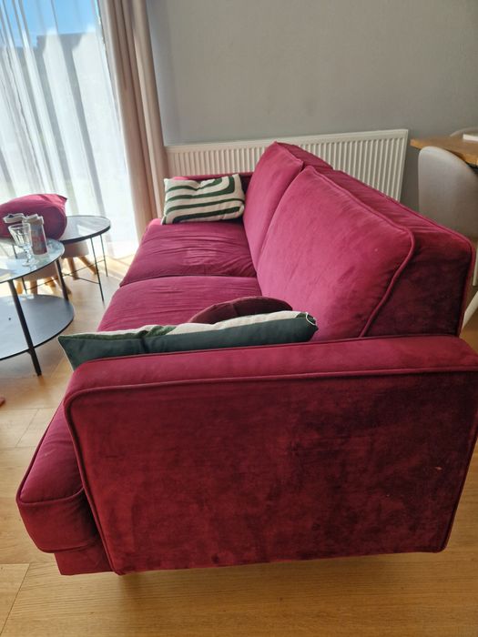 Sofa burgund ciemniejsza  miękka i mega wygodna Velvet burgundowa  we