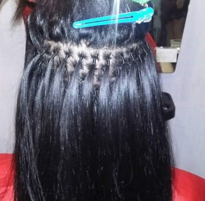 Cabelo humano com aplicação