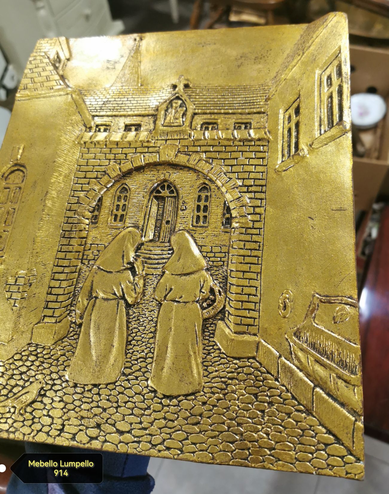 Obraz sakralny złoty rzeźbiony klasztor kościół zakonnica 914