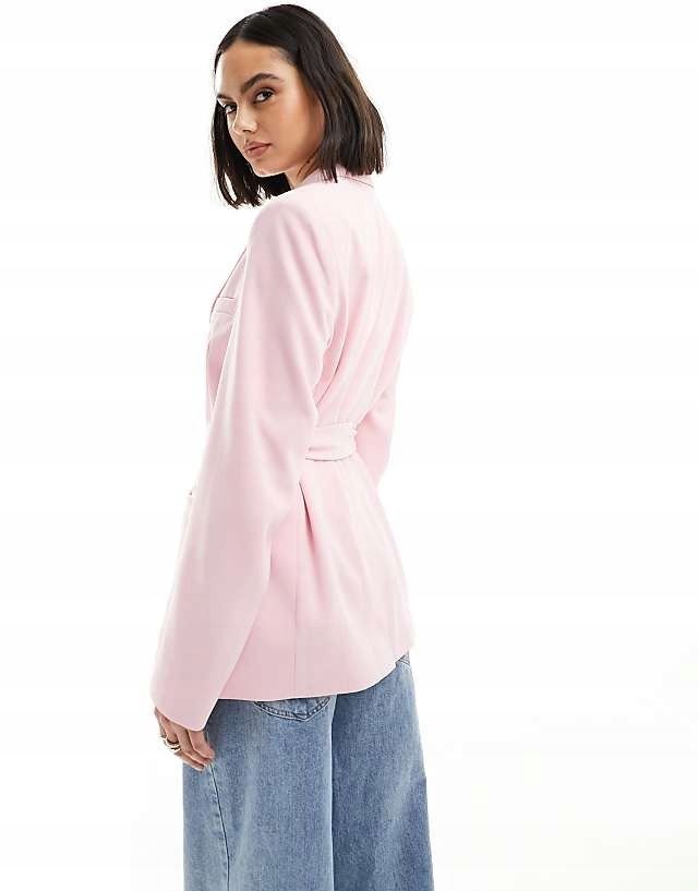 Asos Design 36 S Różowa Marynarka Z Paskiem H15807