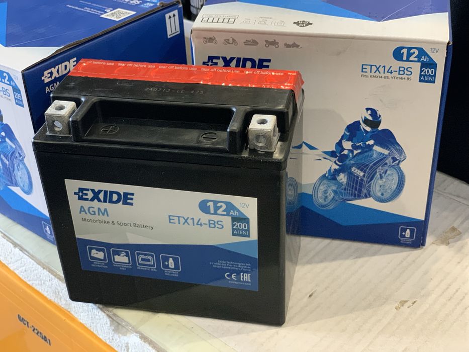 Акумулятор мото ETX14-BS EXIDE AGM 12V 12Ah (YTX14-BS , YTX14-4)